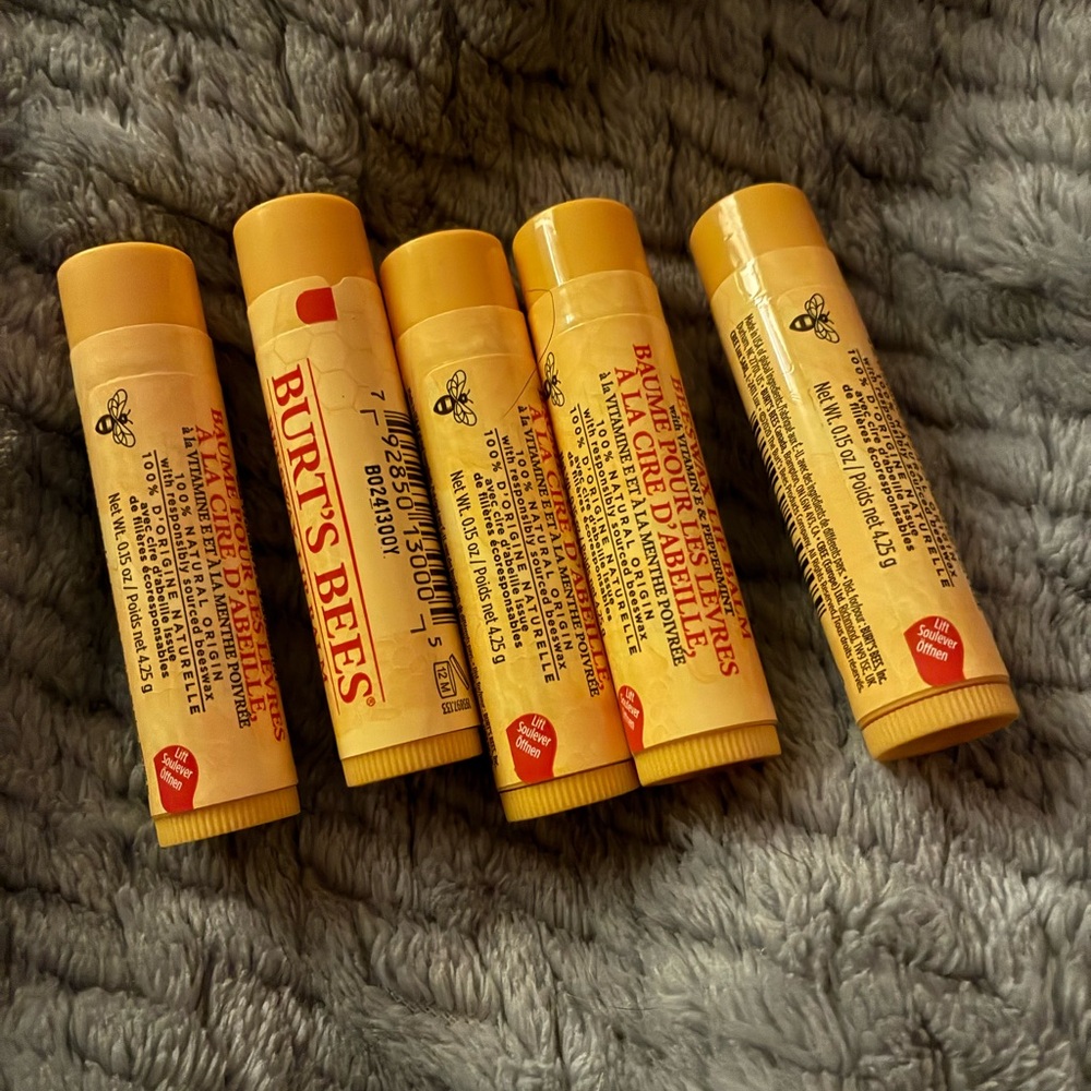 NEW Burts Bee’s Lip Balm SET of 5 Original Lip Chap
